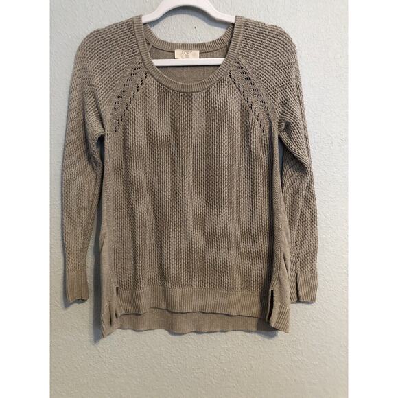 Ann Taylor Loft Tops - Loft Outlet Womens Top Small Petite Tab Beige Long‎ Sleeve Blouse Cottagecore